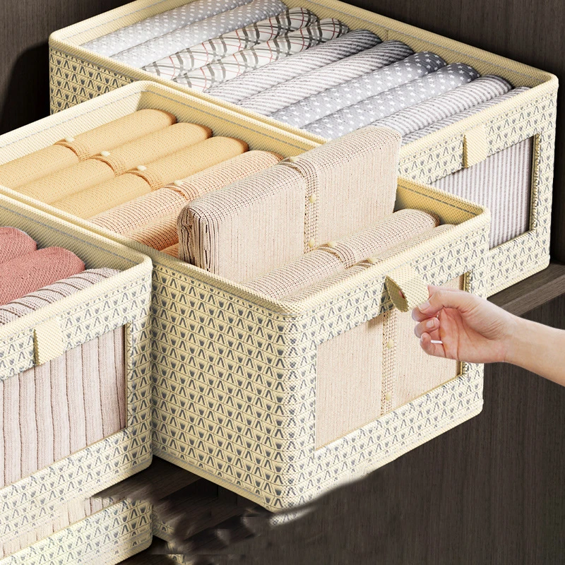 

Visible Window Clothing Organizer Storage Bins Wardrobe Classification Home Clothes Trousers Foldable Fabric Basket Storage Box