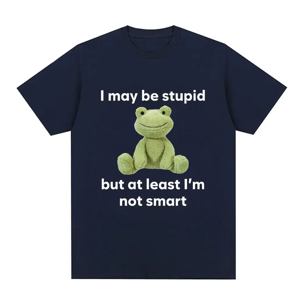 I may be stupid, but at least I'm not smart. Frog Memory T-shirt Women's casual short sleeved T-shirt Harajuku Gothic T-shirt