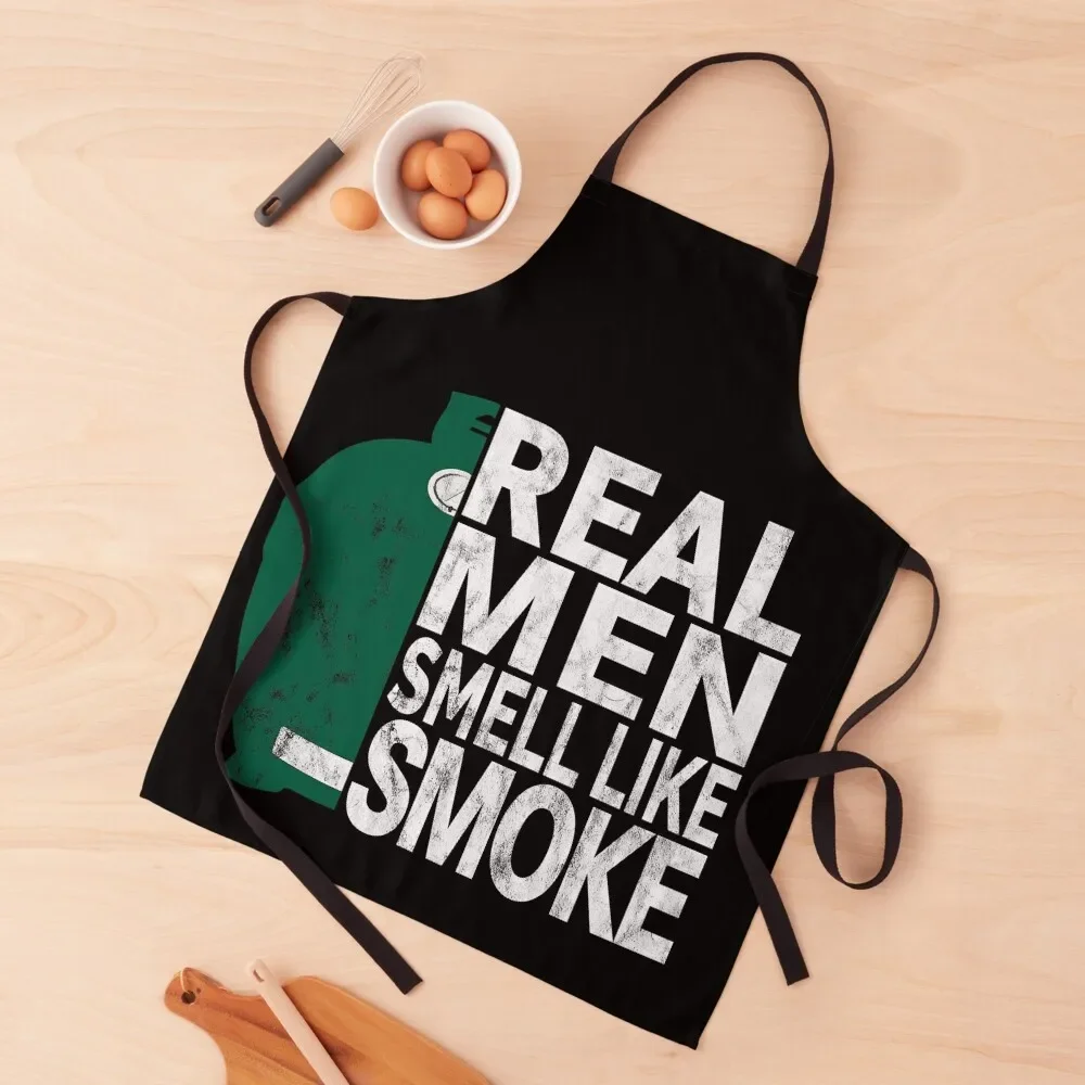 

Real Men Smell Like Smoke Funny BBQ Shirt Gift for the Pitmaster Egg Edition Apron Art for home useful pieces Apron