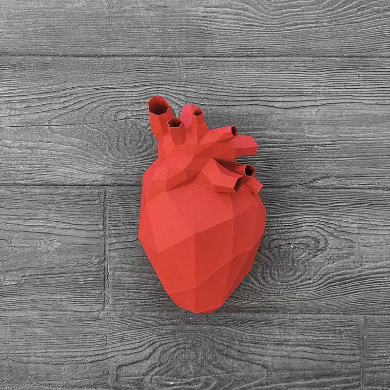 30cm Heart Model Medical Science 3D Wall Hanging Low Poly Papercraft DIY Handmade Room Decoration Origami Creative Puzzles Toys