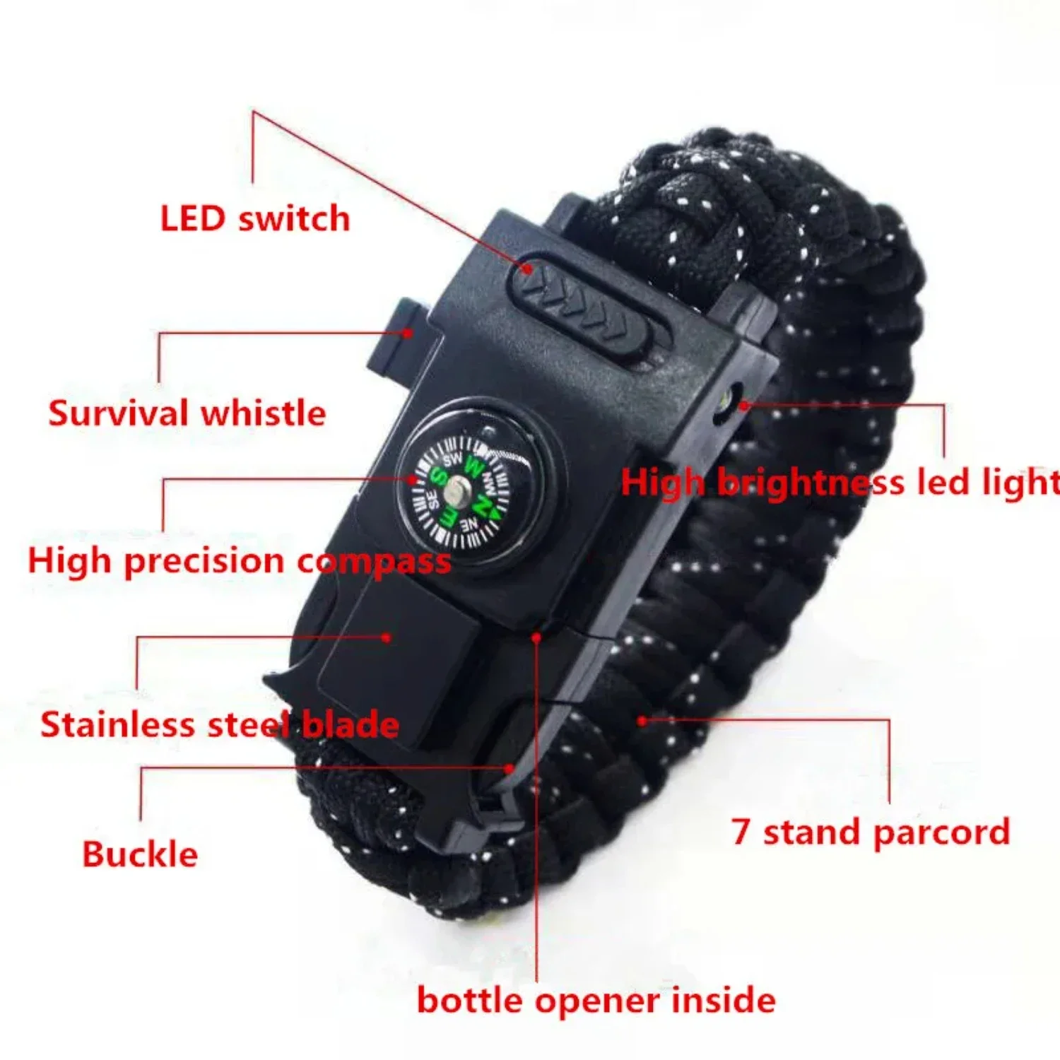 Light Multi- Bracelet Emergency Camping Hiking tools Survival Bracelet Paracorde 4mm Outdoor First Aid Kits