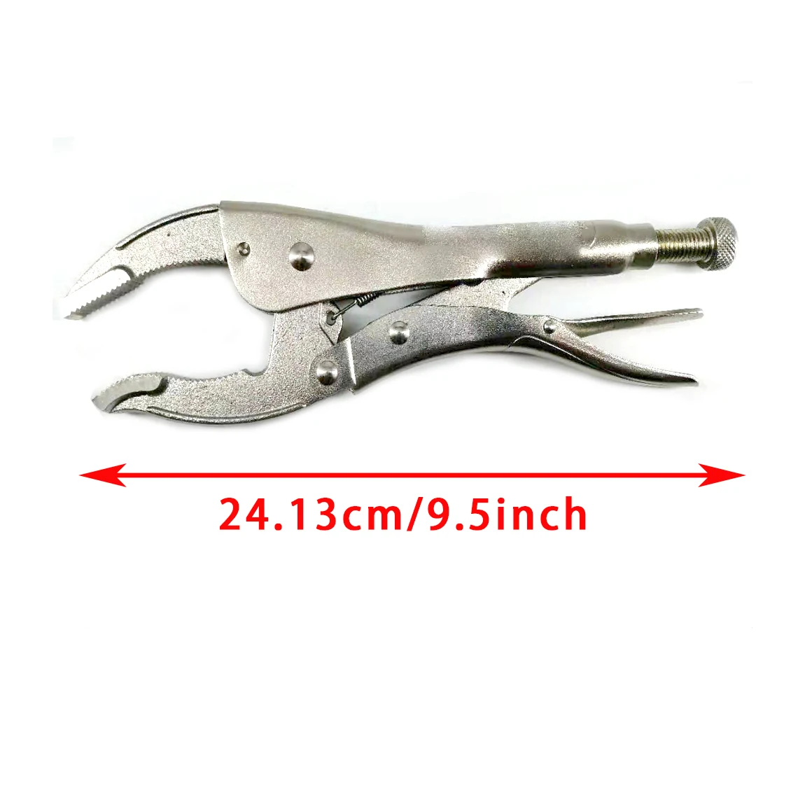 MacWork 10 Inch Light Handle Anti-Slip Pattern Carbon Steel Nickel Plated Width Mouth Locking Pliers for Woodwork or Welding