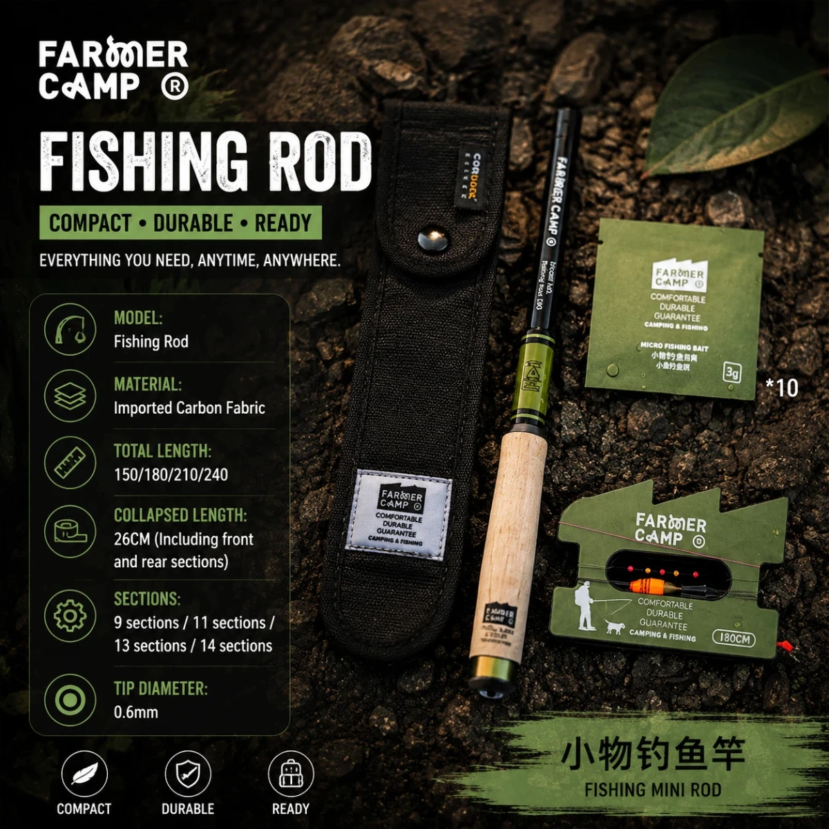 farmer-camp-micro-stream-fishing-rod-short-section-reversible-hand-pole-15m-21m-mini-lightweight-rod-for-minnow-stream