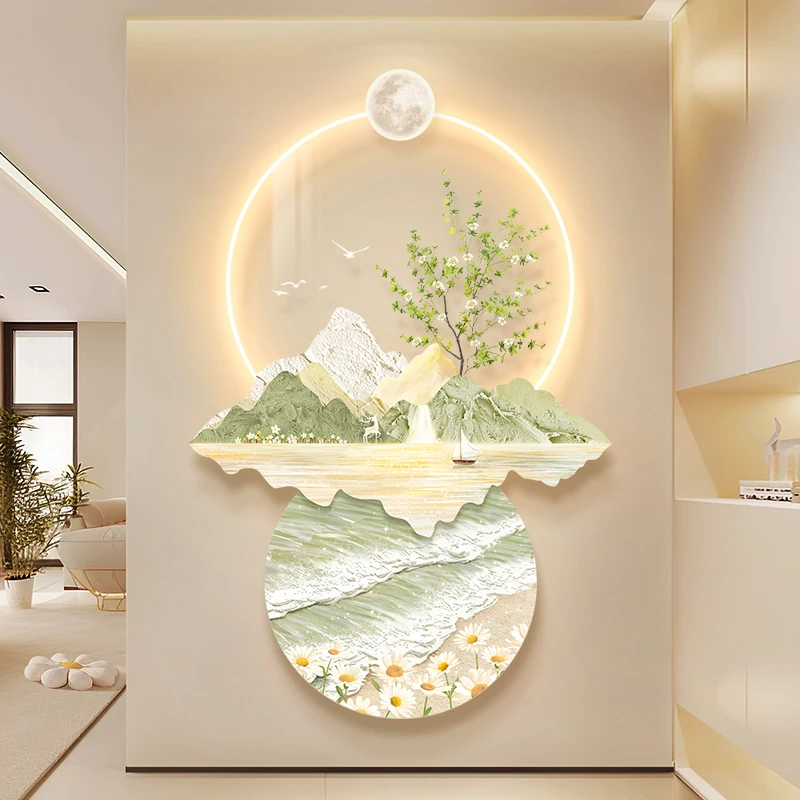 

Entrance Room LED Decoration Items Mural Landscape Hanging Door Light Luxury High-end Lamp Corridor Painting Wall Lamps Sconces