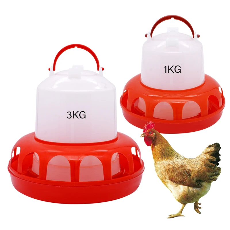 1kg/3kg Automatic Chicken Feeder Water Bucket Drinker Chick Hen Quail Pigeon Feeding Watering Tool Farm Animal Supplies