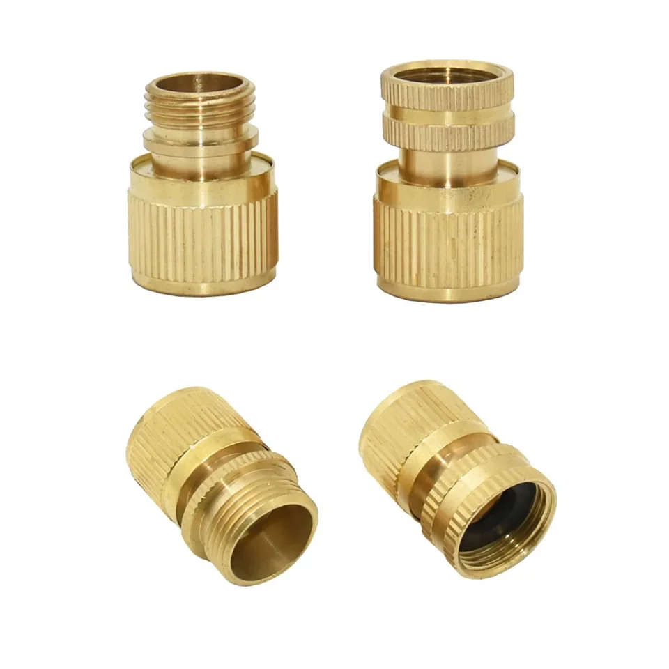 1 piece durable brass quick connect fitting for garden hoses and pressure washers with dual 1/2 inch and 3/4 inch BSP male femal