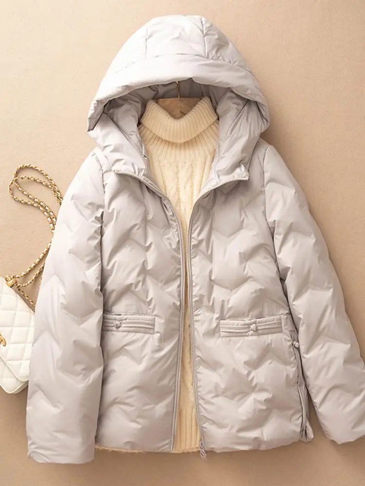 Autumn Winter Hooded Short Parkas Women Down Cotton Jacket Female Elegant Casual Women\'s 2024 Spring Cotton Padded Coat