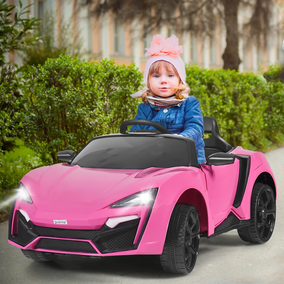 12v Kinder fahren auf Auto 2,4g rc Elektro fahrzeug mit Lichtern mp3 zu öffnende Türen rosa