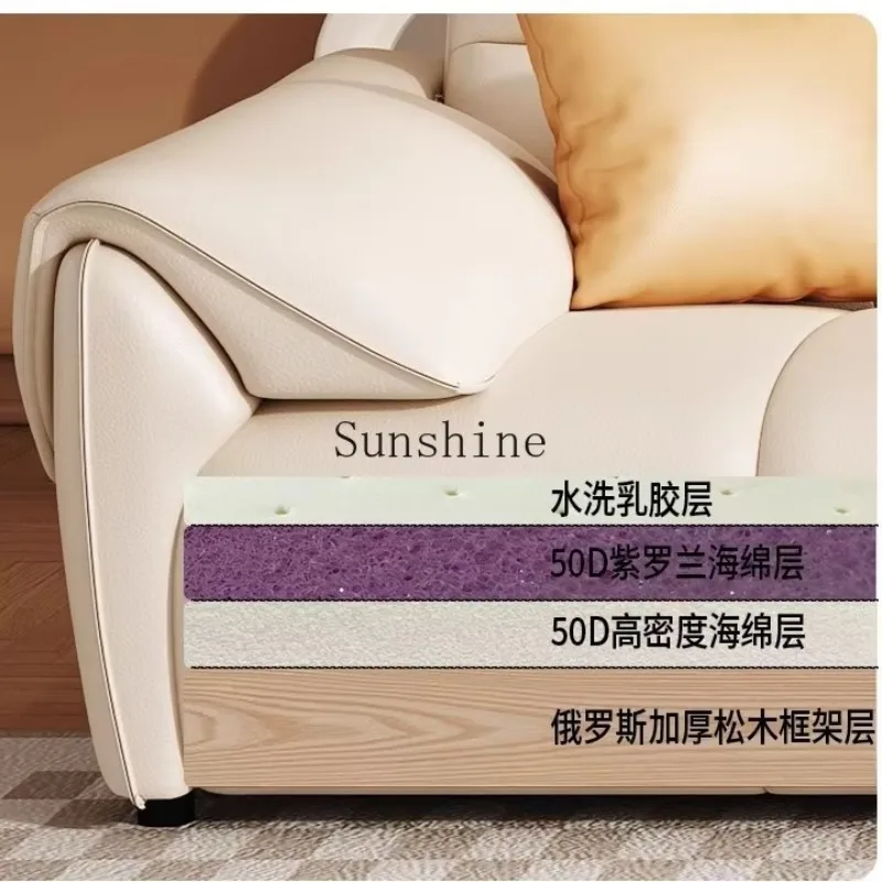 

Modern simple Italian living room size apartment cream style piano keys straight row sofa