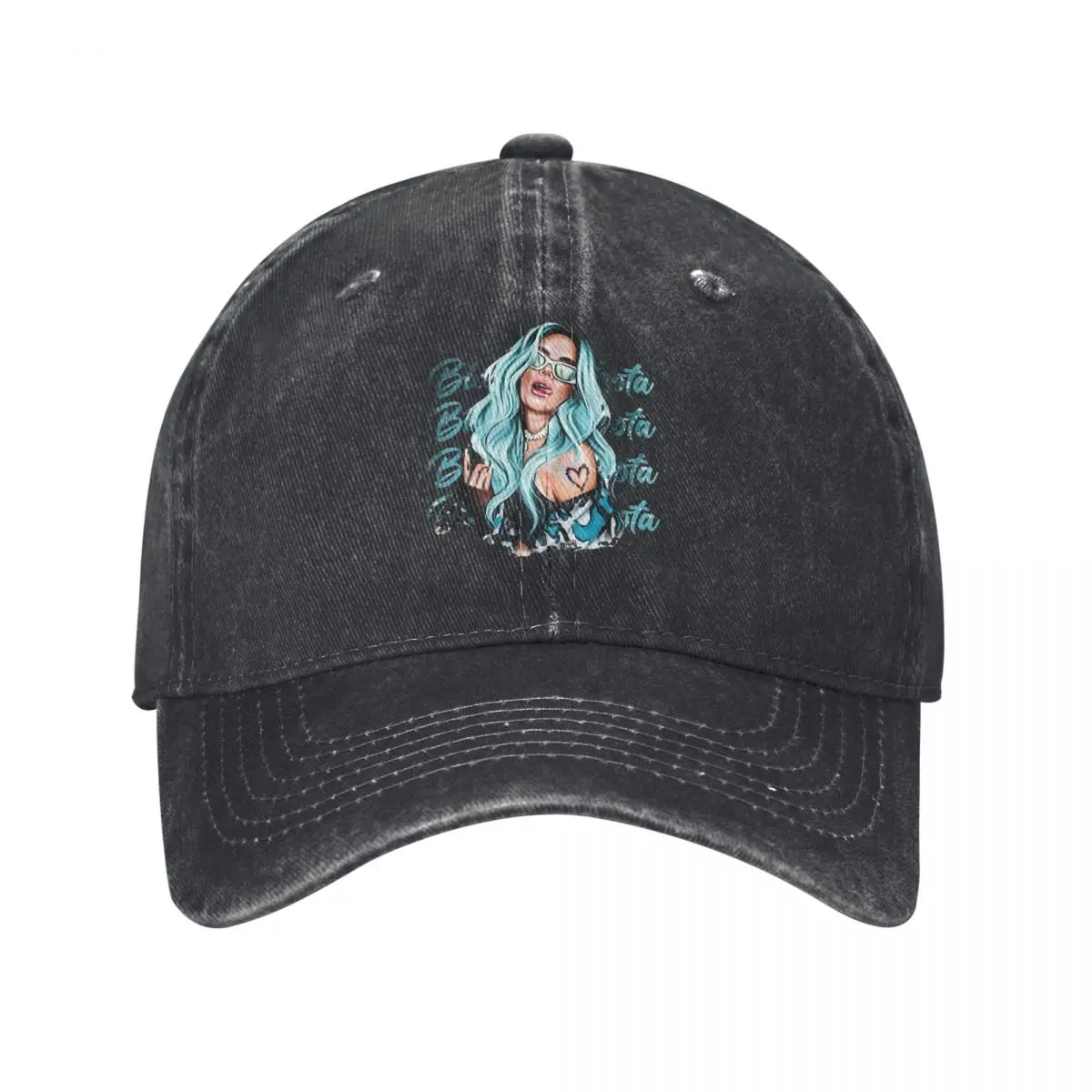 With Blue Hair Illustration With Bichota Words On The Background Baseball Caps Peaked Cap Karol G Sun Shade Hats for Men