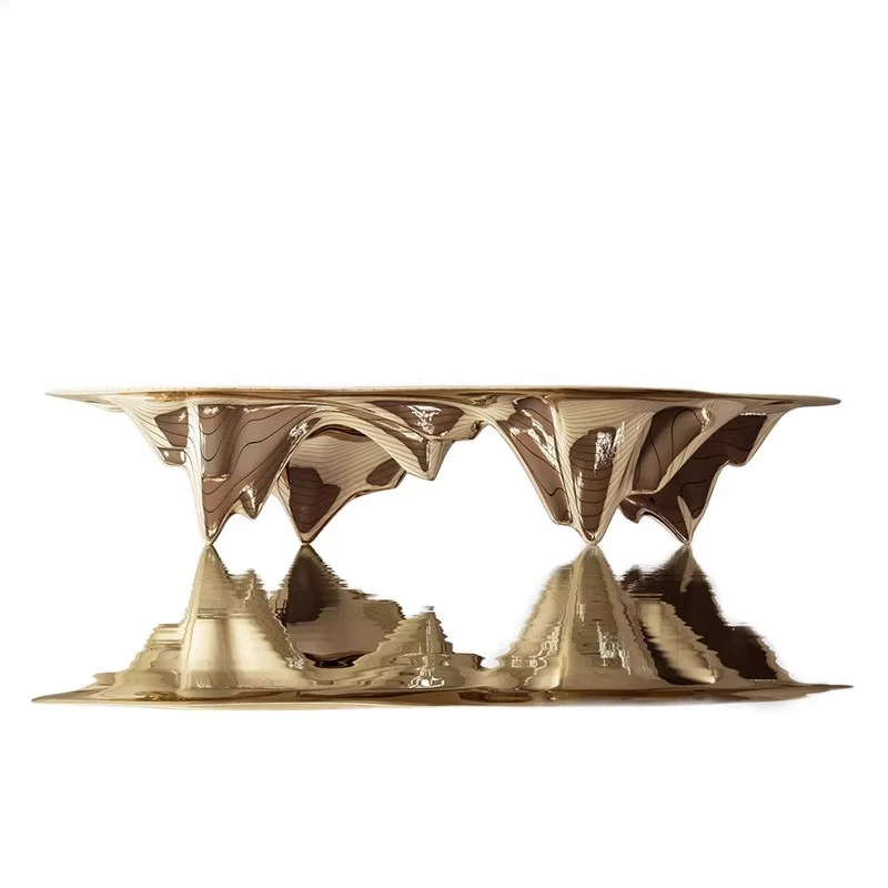 

Modern light luxury fiberglass Yunshan coffee negotiation table hotel lobby special-shaped sculpture table ornament