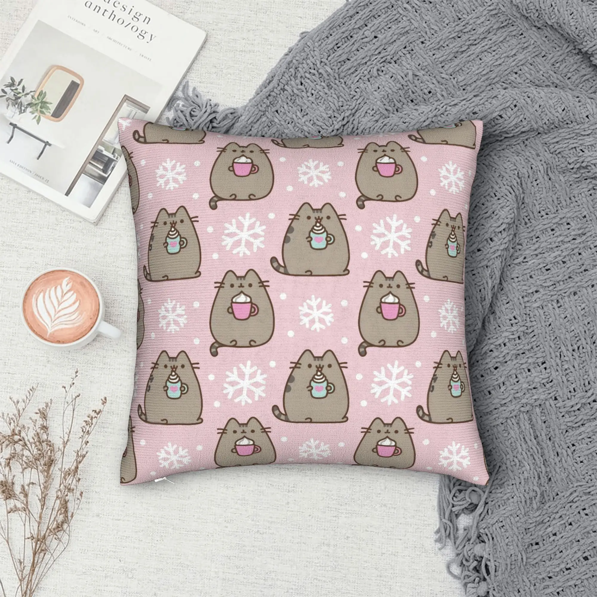 Pink Cats Pillowcase Polyester Cushion Cover Decorative P-Pusheencats Throw Pillow Case Cover Home Square 45X45cm view 5