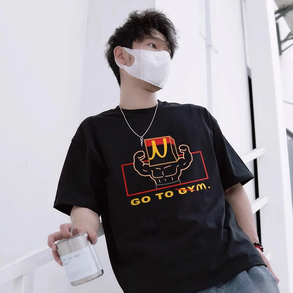 

2025 Summer New Interesting Pattern Printing Cotton Short-sleeved T-shirt Trendy Street Riding Unisex Loose Versatile Top