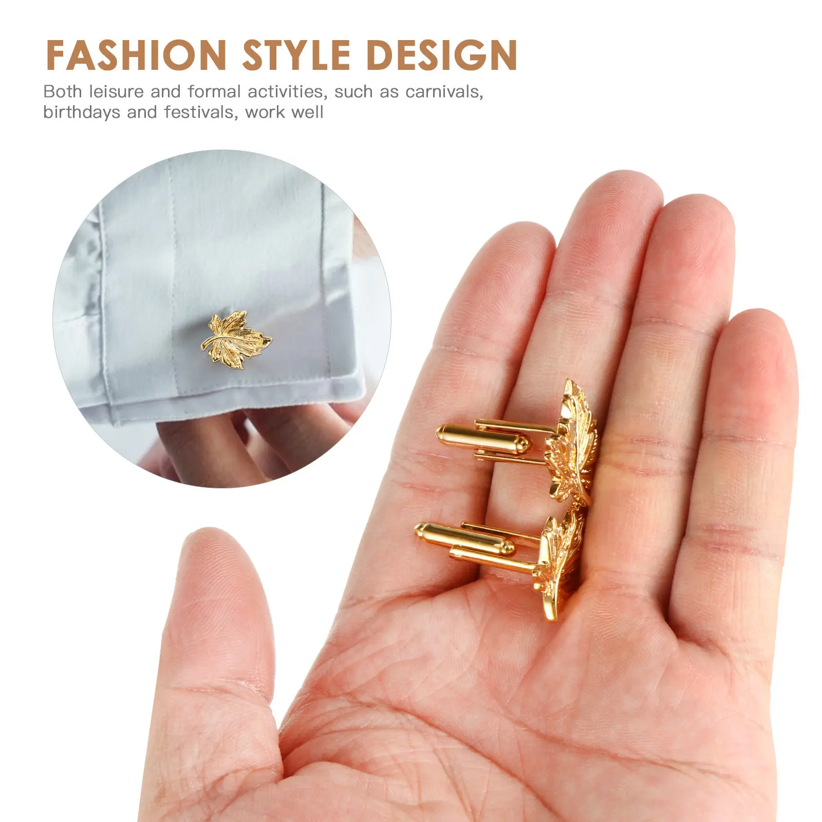 1Pair Chic Maple Leaf Fashion Cufflinks Soft Touch Shirt Buttons High Grade Clothing Fasteners Birthday Party Wedding Banquet