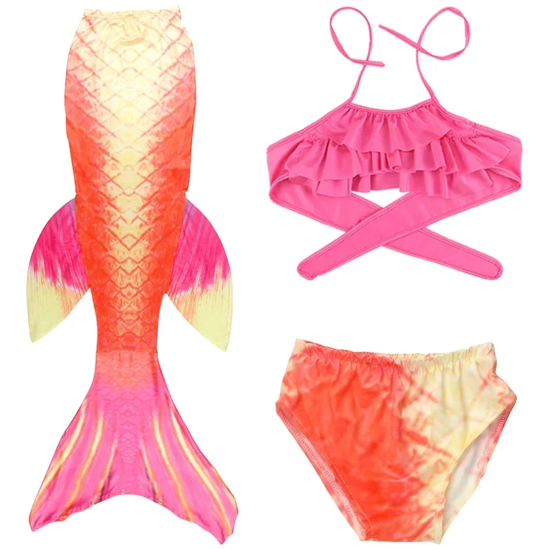 Costume da bagno per ragazze da 3-12 anni con coda di sirena, costume da bagno a squame di pesce, costume da bagno, spiaggia, piscina, festa, bambini, cosplay