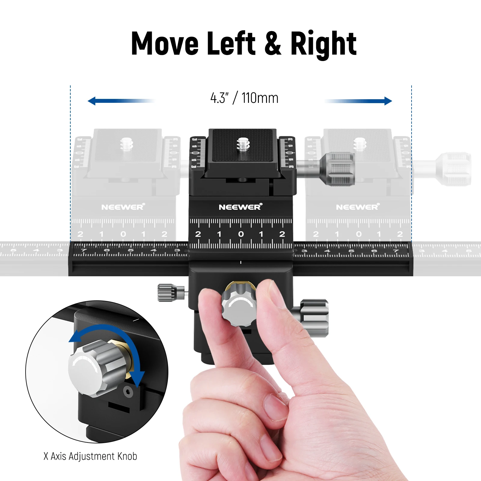 NEEWER 4-Way Macro Focusing Rail Slider with Quick Release Plate For Canon Nikon Fujifilm Sony DSLR Mirrorless Camera