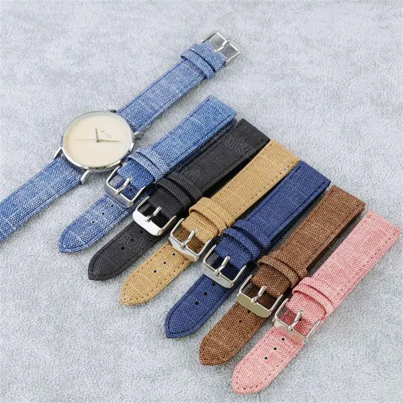 Vintage Retro Denim Nylon Watch Strap Canvas Band 10 12 14 16 18 20mm 22mm Bracelet Wristbelt for Samsung for Amazfit for Huawei