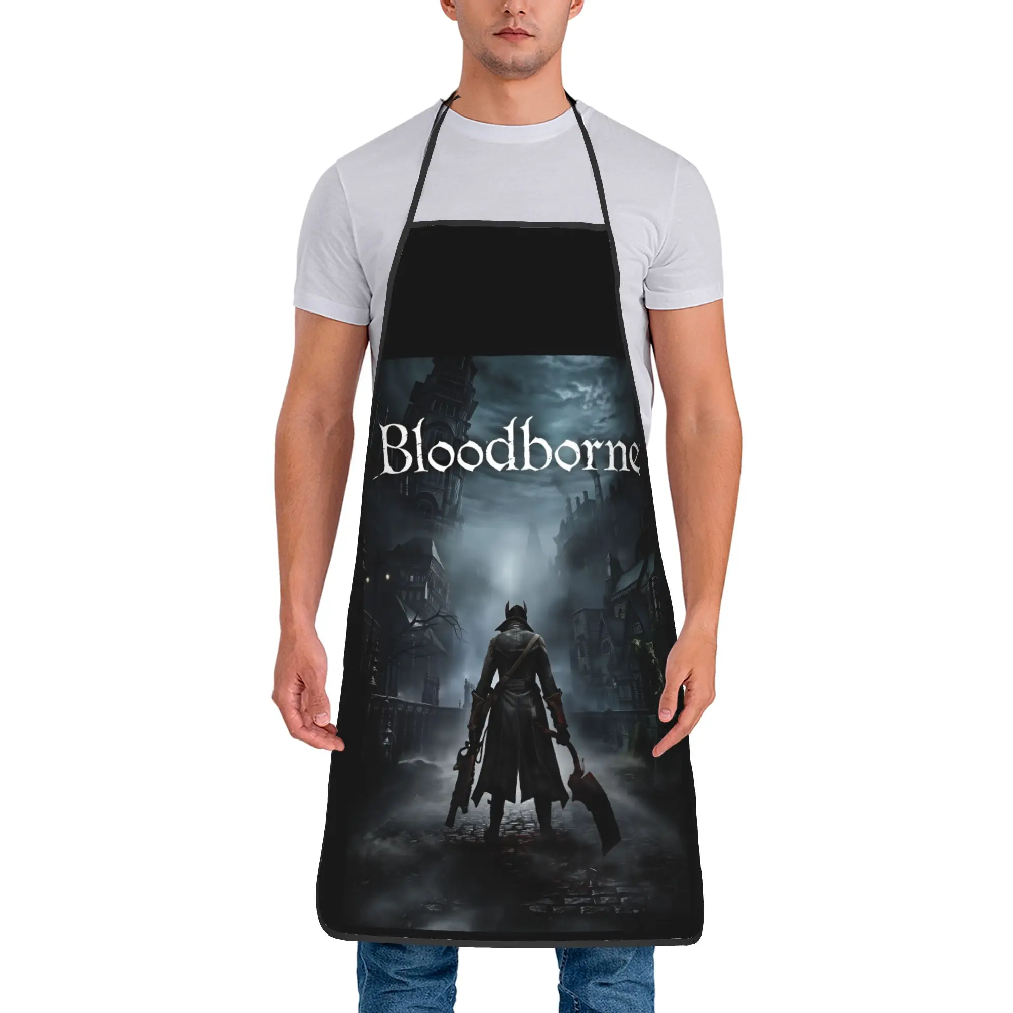 

Фартук Main Hunter in Yharnam для геймеров по мотивам Bloodborne, для взрослых, для ресторана, кухни, уборки, модный, без карманов
