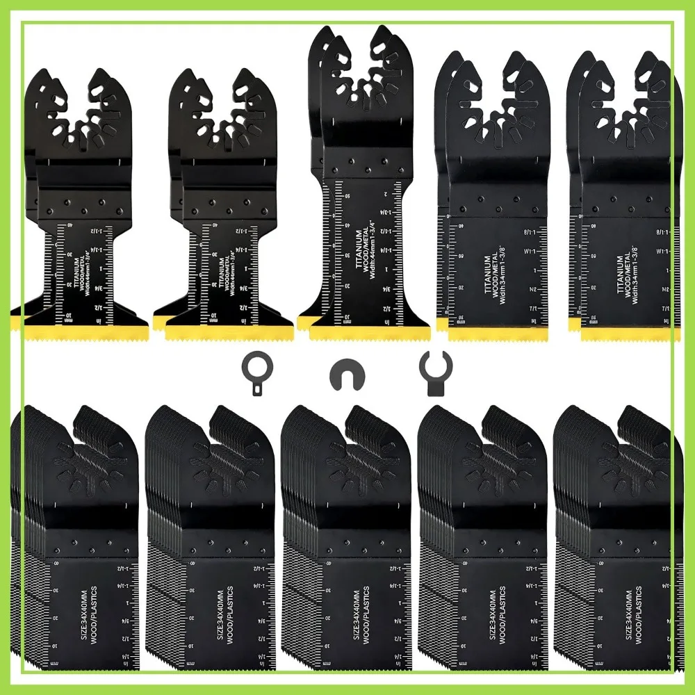 

115PCS Multitool Blades, Universal Titanium Oscillating Saw Blades for Metal, Wood, Plastic