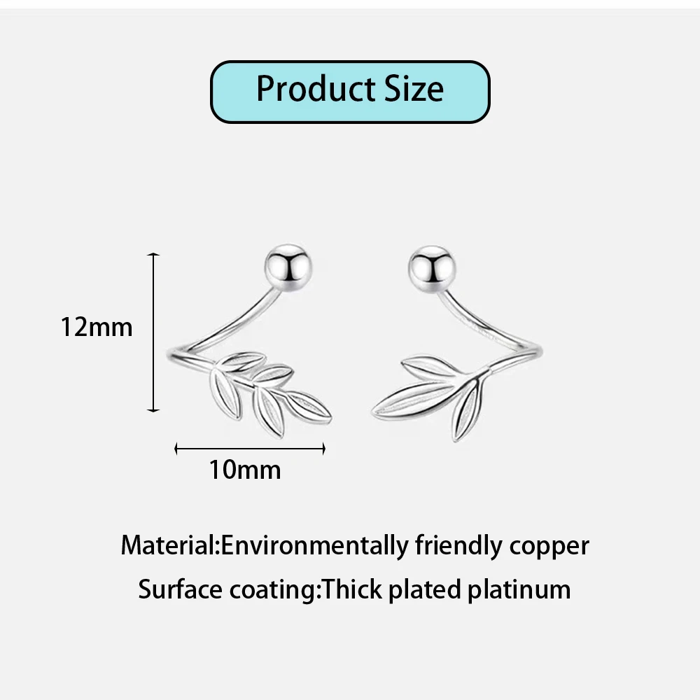 Niche Design 925 Silver Needle Asymmetric Bamboo Leaves Bead Screw Mini Stud Earrings For Women Classic Plant Fashion Jewelry