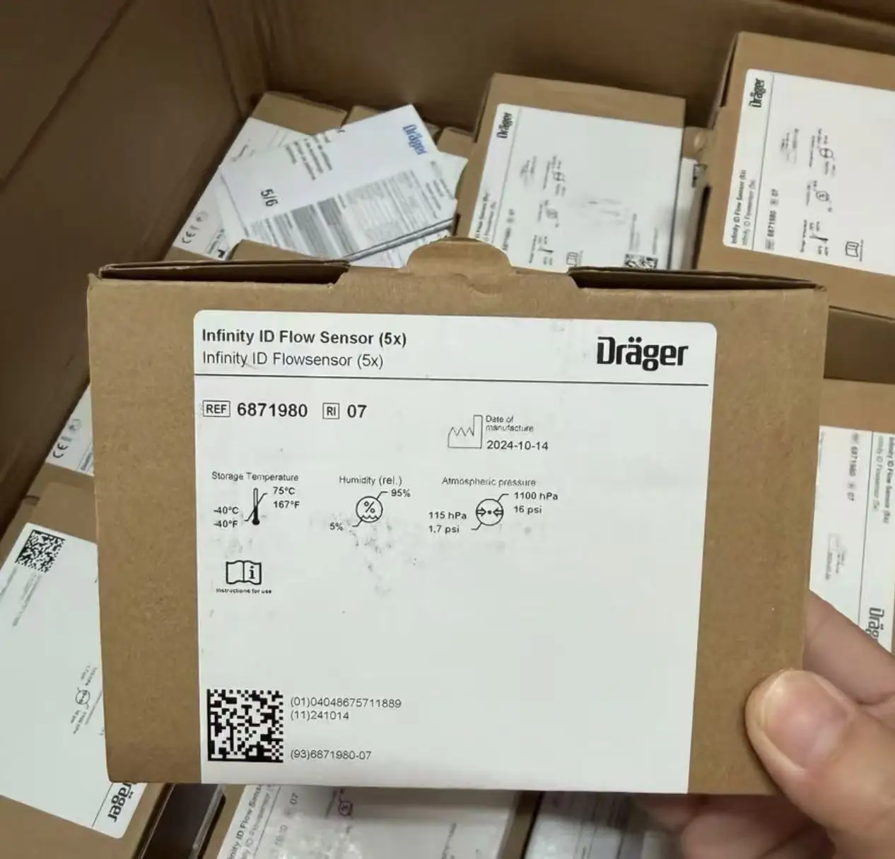 Original & New Spirolog Flow Sensor Drager Savina 300 Evita XL 6871980 Polycarbonate Infinity ID Disinfectable