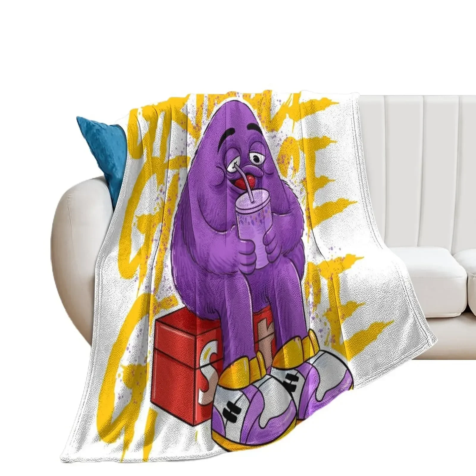 Grim Shake Grimace Fan art Throw Blanket Decorative Throw Large Blankets