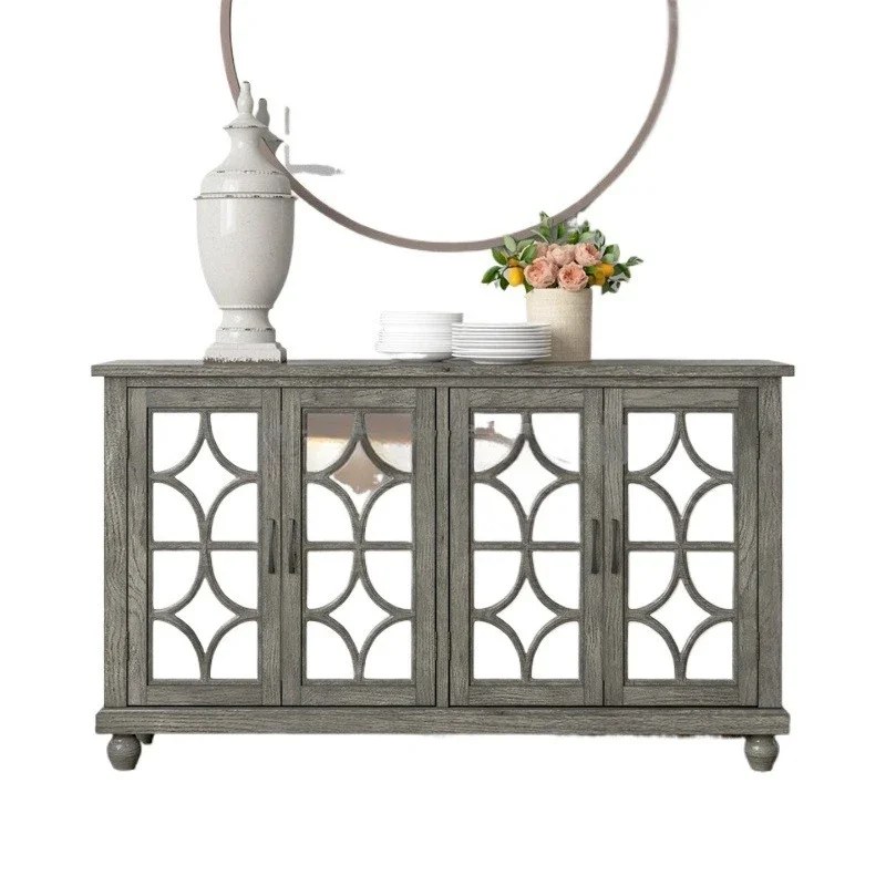 

American retro solid wood dining side cabinet foyer entrance cabinet decoration