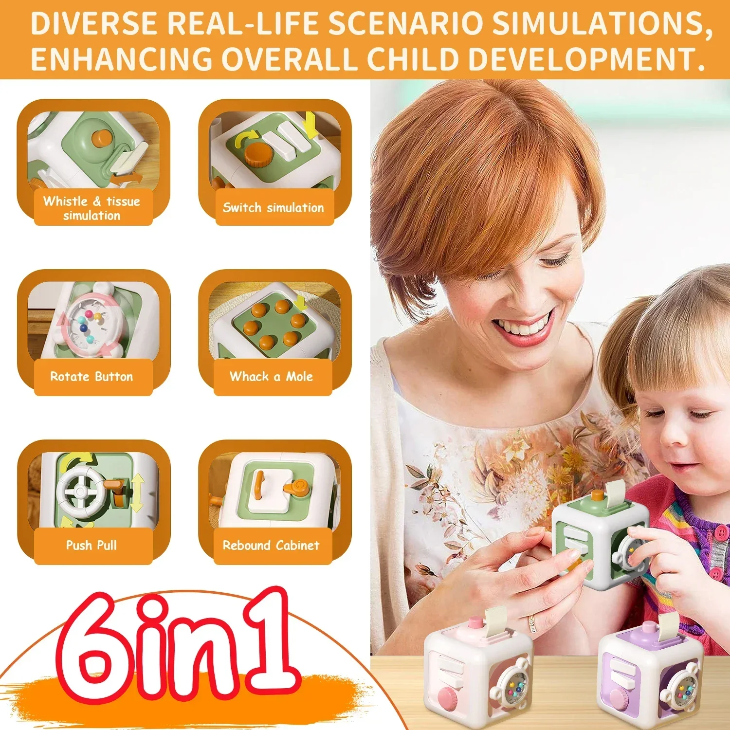 Montessori Early Education Speelgoed Baby Puzzel Multifunctionele Drukke Bal Baby Hand Grijpen Kubus Zintuiglijk Leren Speelgoed Voor Kinderen