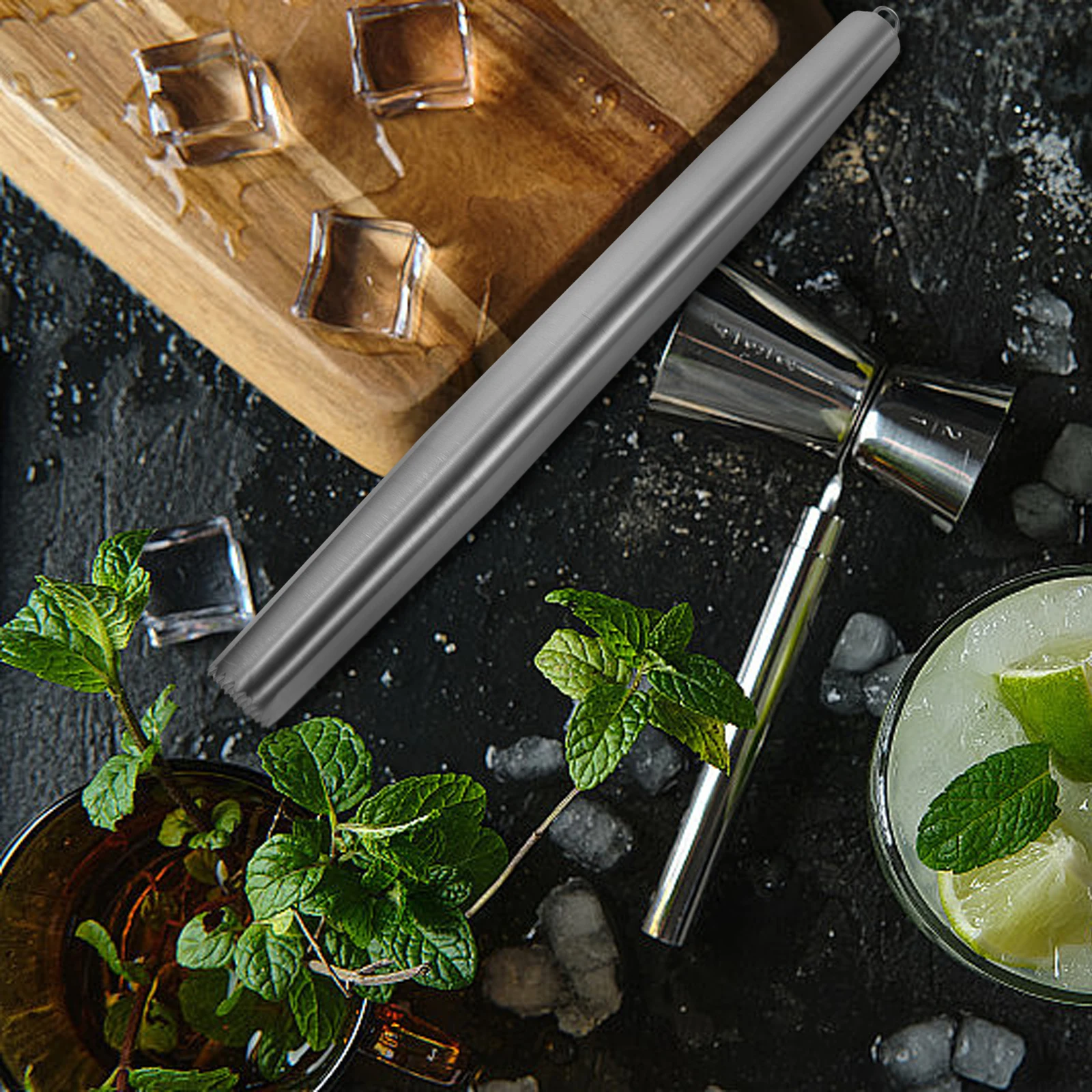 

Stainless Steel Bar Ice Crusher Hammered Design For Cocktails Lemonade Drink Muddler Home Bar Supplies Compact Size Silver