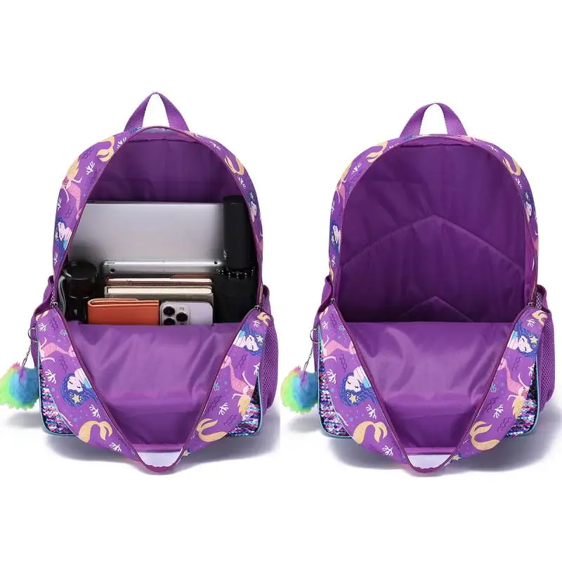 3 pcs/set Bonito Dos Desenhos Animados Sereia Escola Sacos Para Meninas Estudante Mochila Crianças Sacos De Escola Com Lunch Bag Lápis Caso