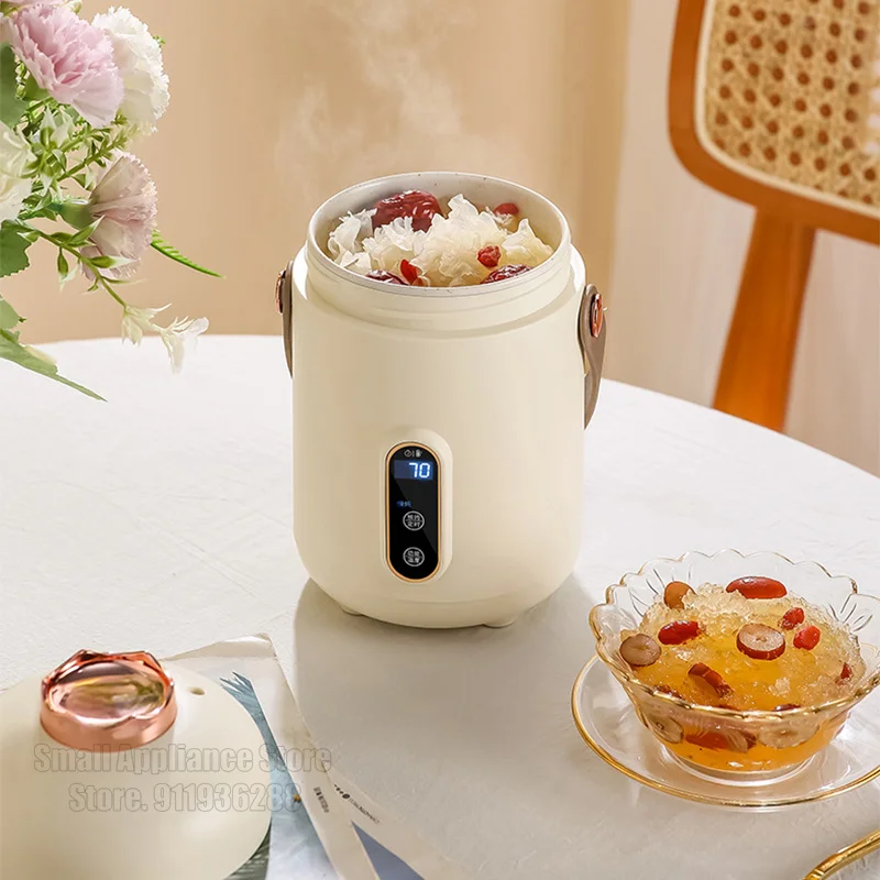 Mini Rice Cooker Household Electric Cooker Multifunctional Electric Cooking Pot 600ml Portable Mini Hot Pot Leather Handle 220V