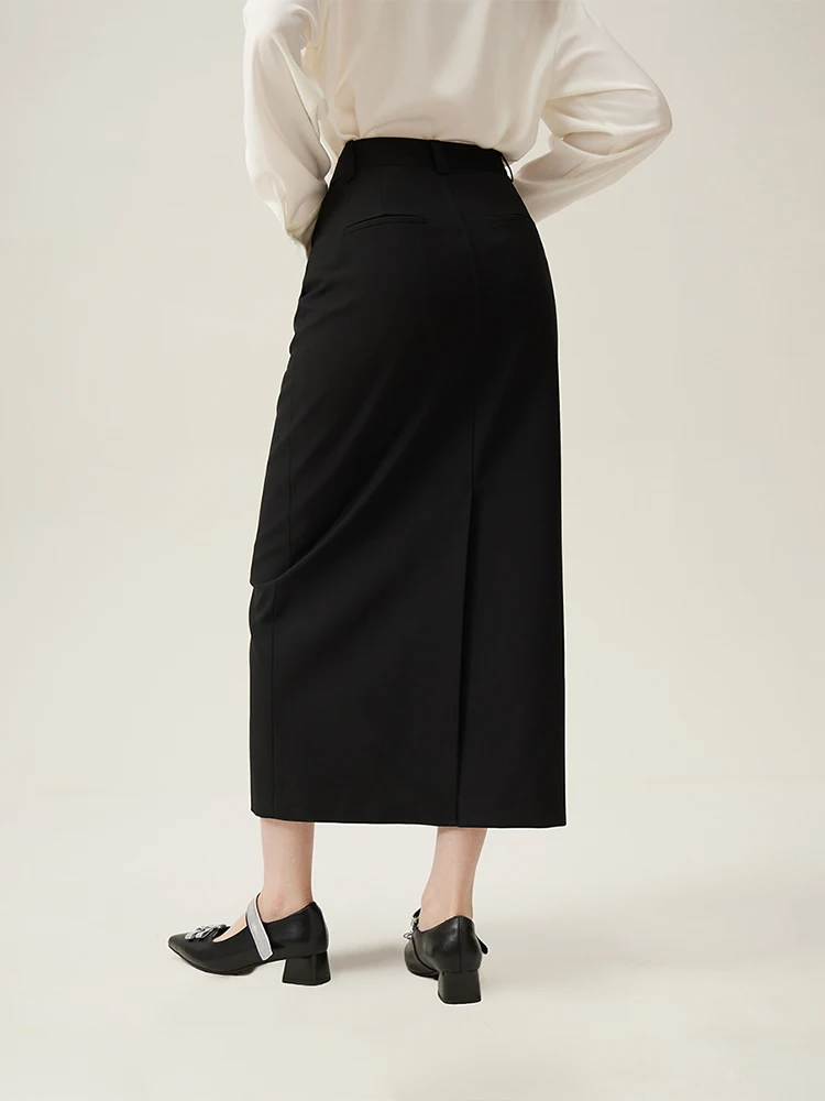 FSLE Commuter Style Straight High Waist Skirt for Women Spring 2024 New Style Slimming Long Skirt Female 24FS11059