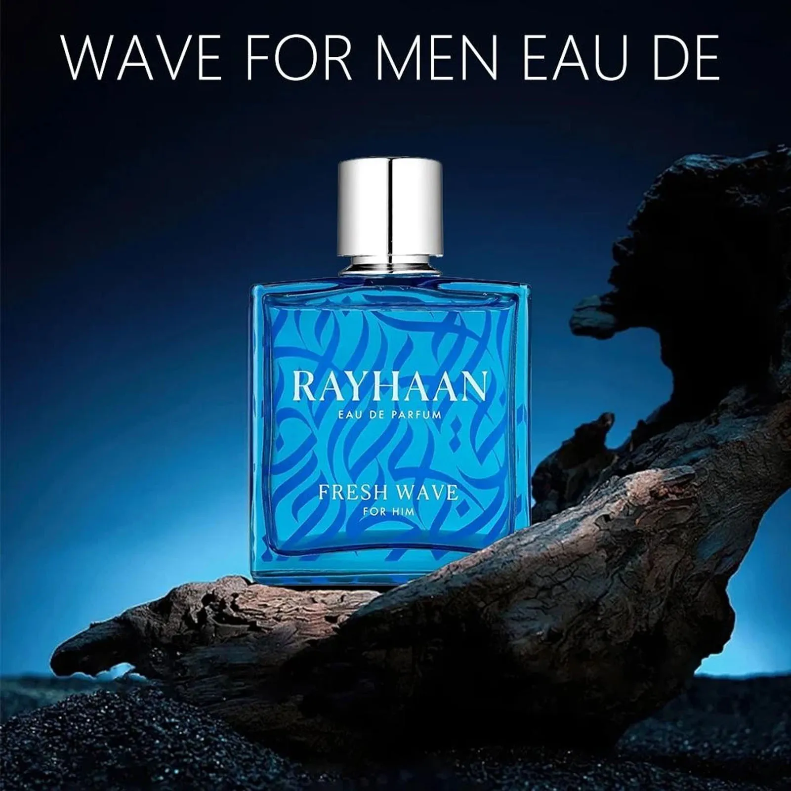 

Rayhaan Fresh Wave Arabic Perfume for Men & Women - 3.4oz/100ml -Free Eau de Parfum, Turquoise Blue Liquid, Sensitive Light Beig