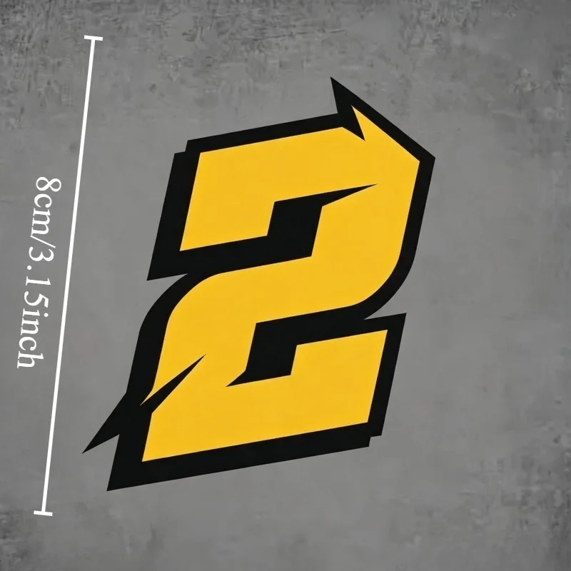 1PC Yellow Black Racing Number 0-9 Waterproof Vinyl Decal for Motorcycle Car Helmet Exterior Decor