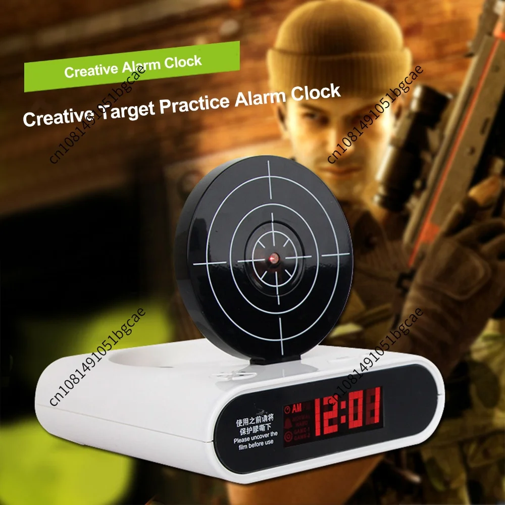 Shooting Gun Target Alarm Clock Creative Laser Target Digital Clock for Heavy Sleepers Kids Cool Birthday Gift Novelty Toy