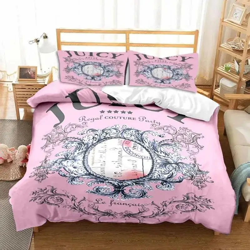 New 3D Juicy Couture All Season Twin Bedding Set 3 Piece Comforter Set Bed Duvet Cover Double King Comforter Cover Home Textiles