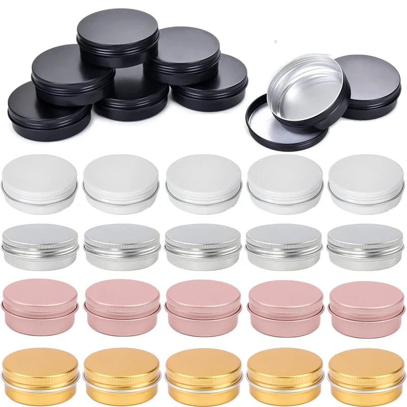 5/10/15/20/30/50/60g Rose Gold Round Empty Aluminum Box Lids Silver Tin Cans Round Metal Box Empty Cream Jar Cosmetic Containers