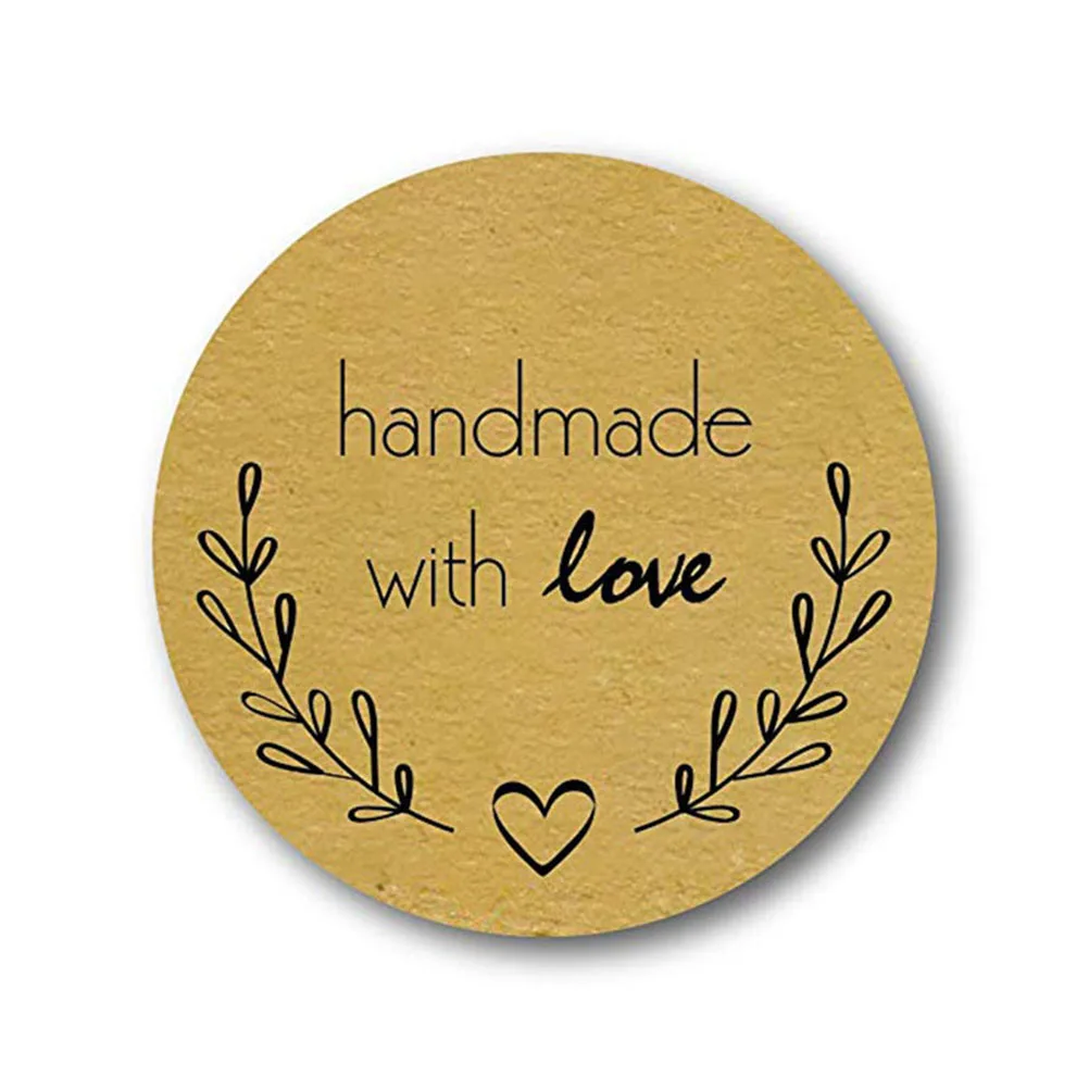 

Valentines Day Self Adhesive Round Kraft Paper Wrapping Baking Labels Candy Bag Gifts Round Kraft Paper Sticker