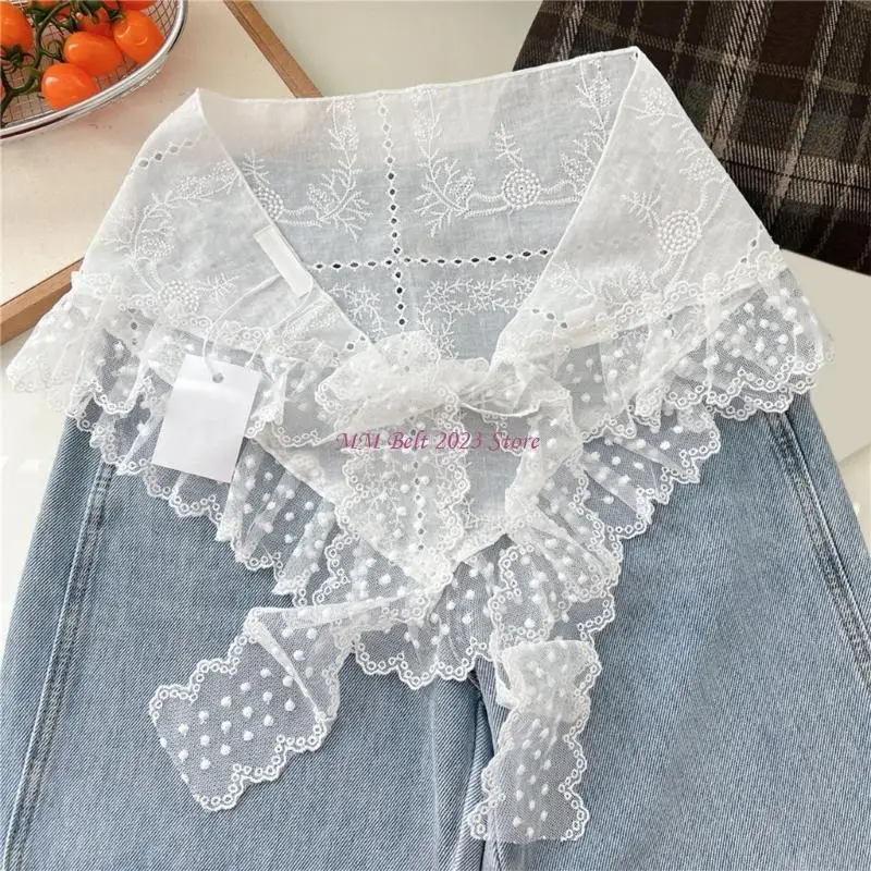 49me 여자 넥타이 사이드 프릴 미니 앞치마 스커트 레이스 커버 업 삼각형 사롱 랩 스카프