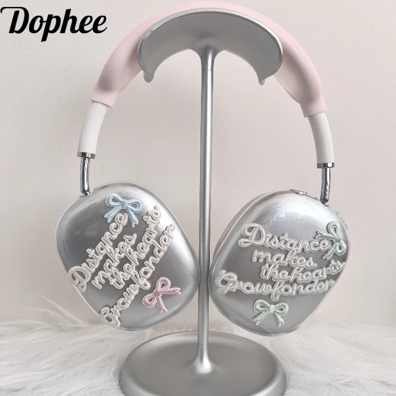 

Dophee Original AirpodsMax Earphone Case English Letter Apple Headphone Cover Cute Young Girls Silicone Transparent Soft Shell