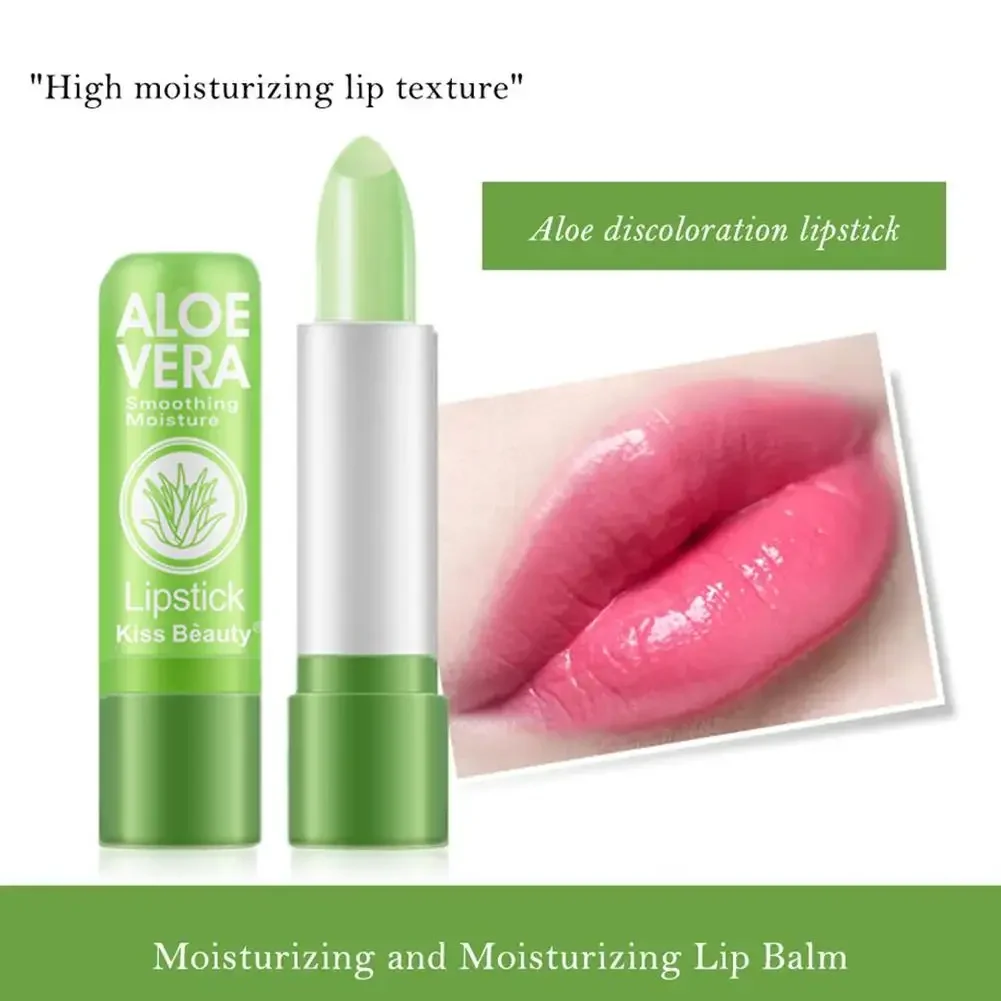 Lápiz labial de Aloe Vera, bálsamo labial que cambia de Color, hidratante duradera, resistente al agua, cambia de temperatura, 4 piezas