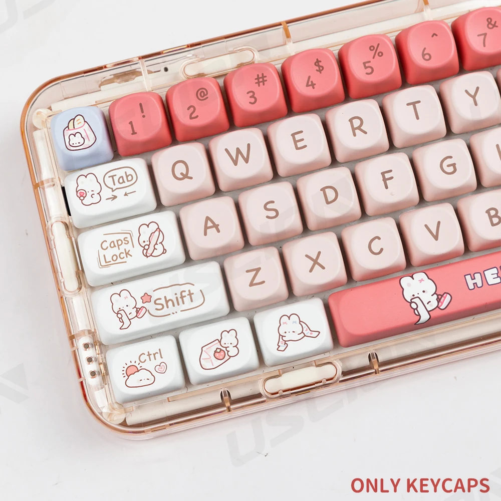 USLION 143 Keys Keycaps Shopping Rabbit Theme SOA Profile English  PBT Keycaps Set for Mechanical Keyboard