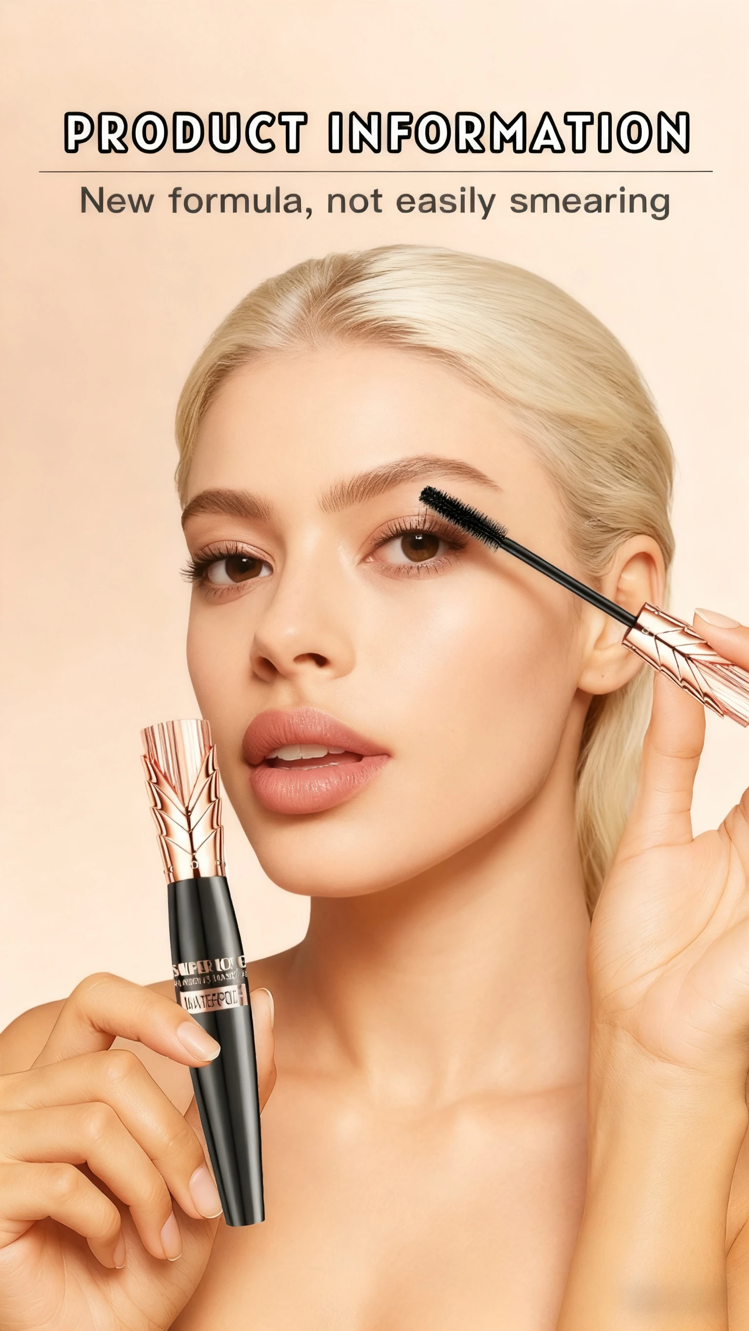 Rímel Crown Head Black Gold, pincel grande 4D, rímel transparente à prova d'água, espessamento, alongamento, curvador de maquiagem Mac