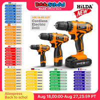 HILDA Electric Drill Cordless Screwdriver Lithium Battery  Mini Drill Cordless Screwdriver Power Tools Cordless Drill