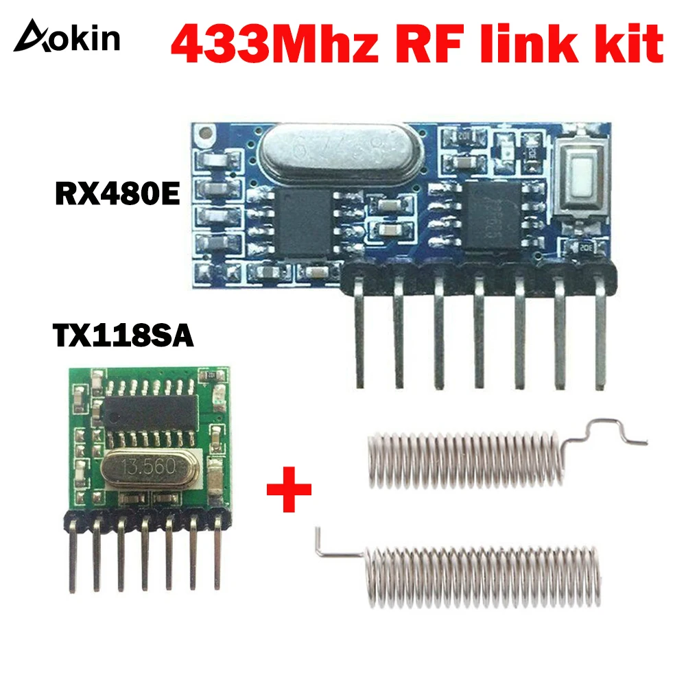 RF 모듈 433 Mhz 무선 수신기 모듈 RX480E 송신기 수신기 학습 코드 1527 Arduino Uno 용 4Ch 안테나