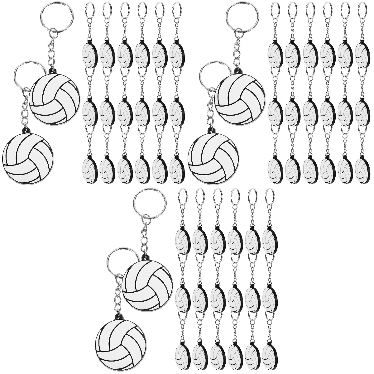 

3 Count Chains Pvc Volleyball Keychain Party Decoration Pendant Rings Sports Keyring Car Metal Child