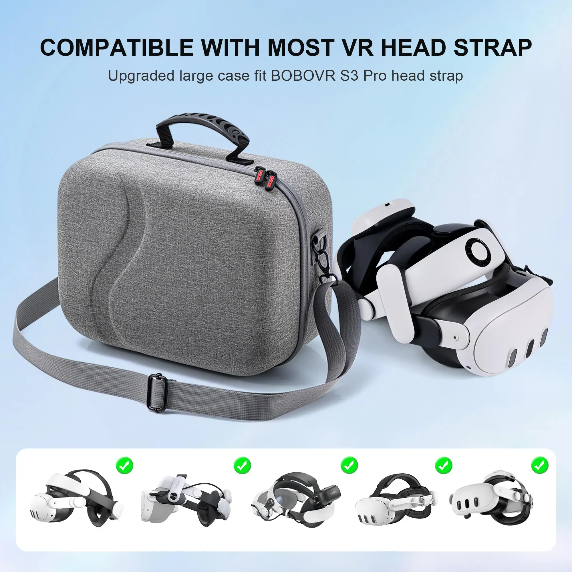 Carrying Case for Meta Quest 3, Large Travel Case Compatible with BOBOVR S3 Pro/KIWI Design Battery Head Strap and Other Accessories, Hard Shell Travel Bag for Oculus Quest 3