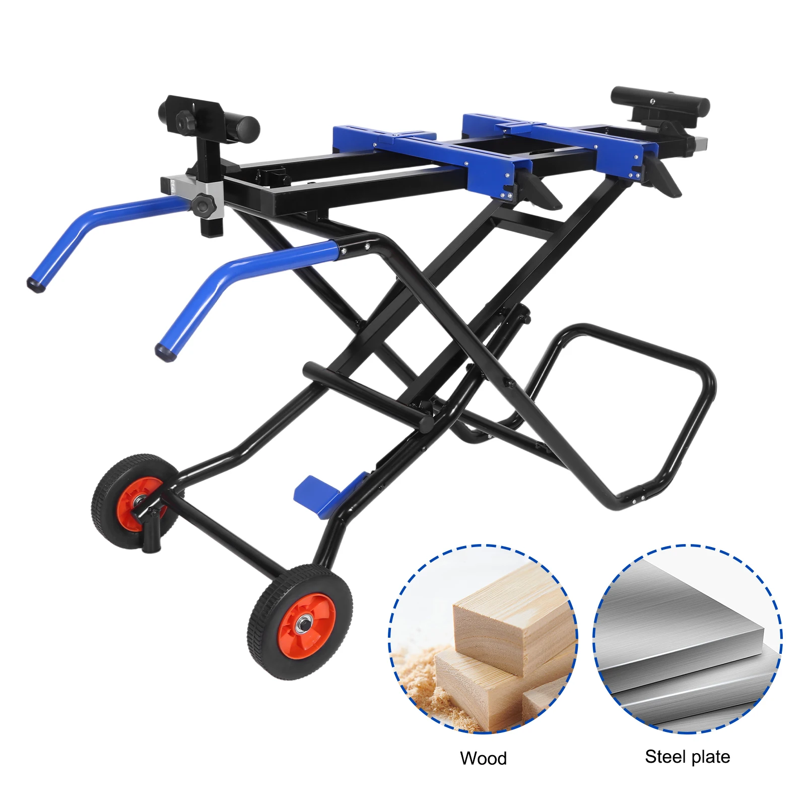 ขาตั้งเลื่อยวงเดือนแบบพกพา ล้อสำหรับทุกพื้นผิว โต๊ะเลื่อยวงเดือนแบบพับได้ โต๊ะรองรับแบบปรับได้ ใช้ได้กับเลื่อยวงเดือนส่วนใหญ่