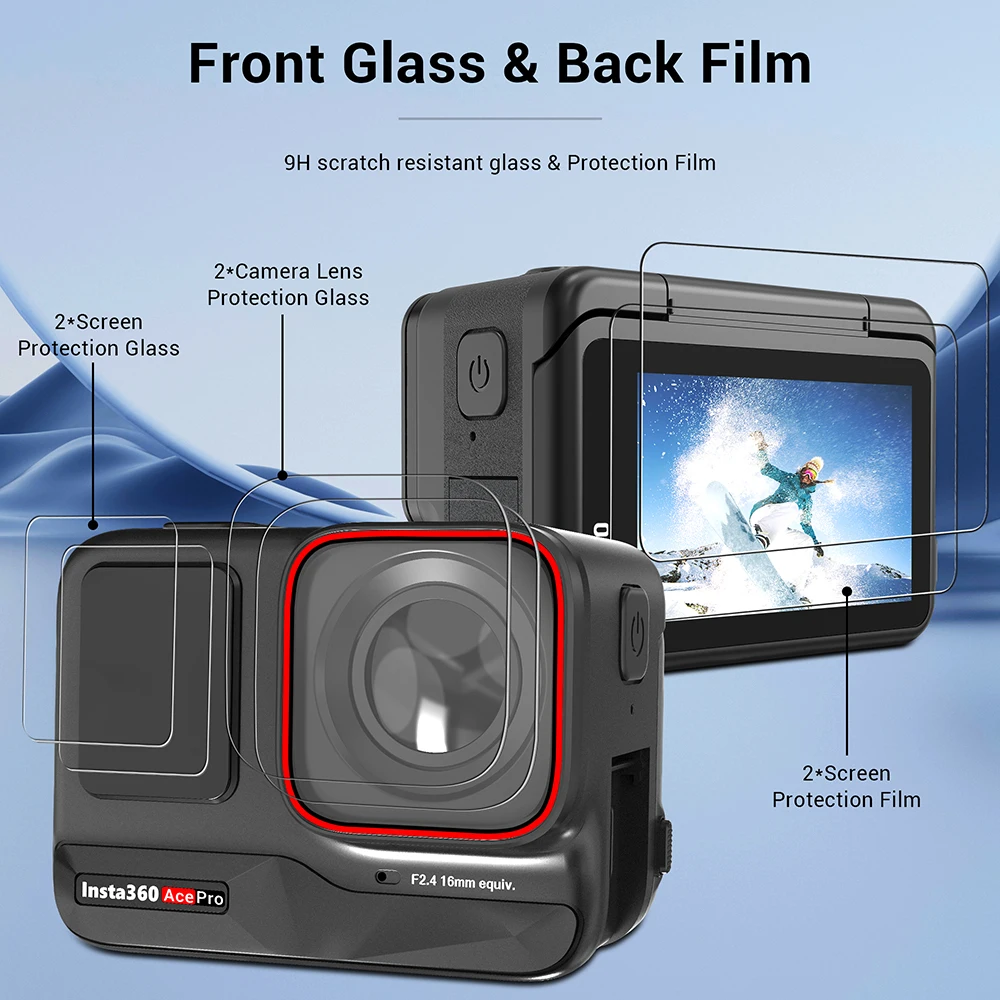 Vidro Temperado Anti-Scratch para Insta360 Ace, Filme Protetor de Lente, Acessório Protetor