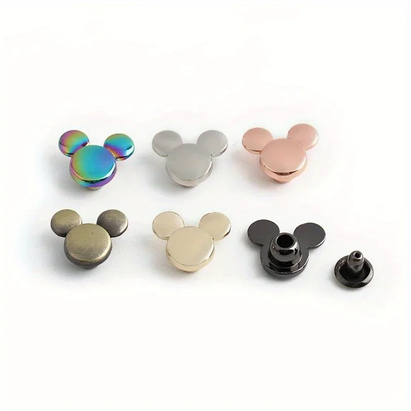 10PCS cartoon mouse shape metal rivets diy round head stud fastening hardware accessories suitable for clothing wallets crafts